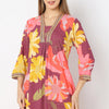 Printed Below Knee V-Neck Fading Echoes Flared Kurta
