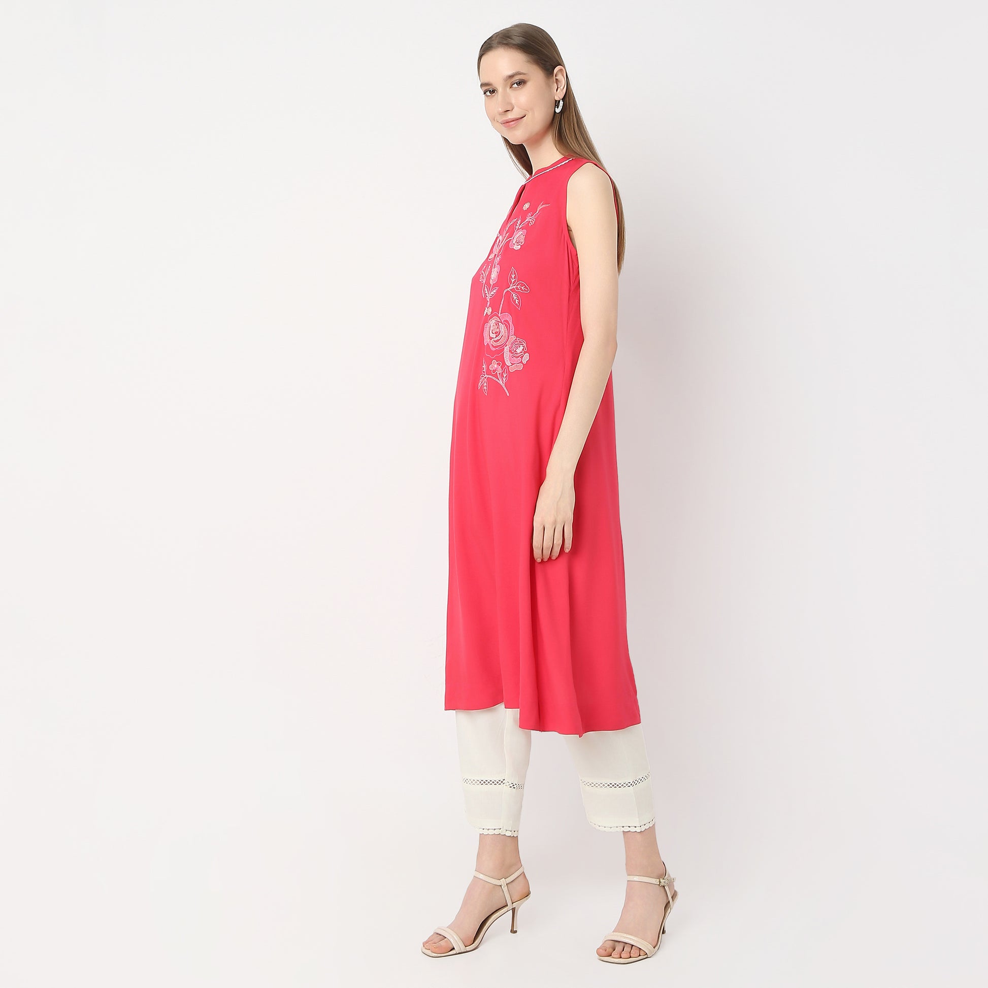 Flare Fit Embroidered Kurta