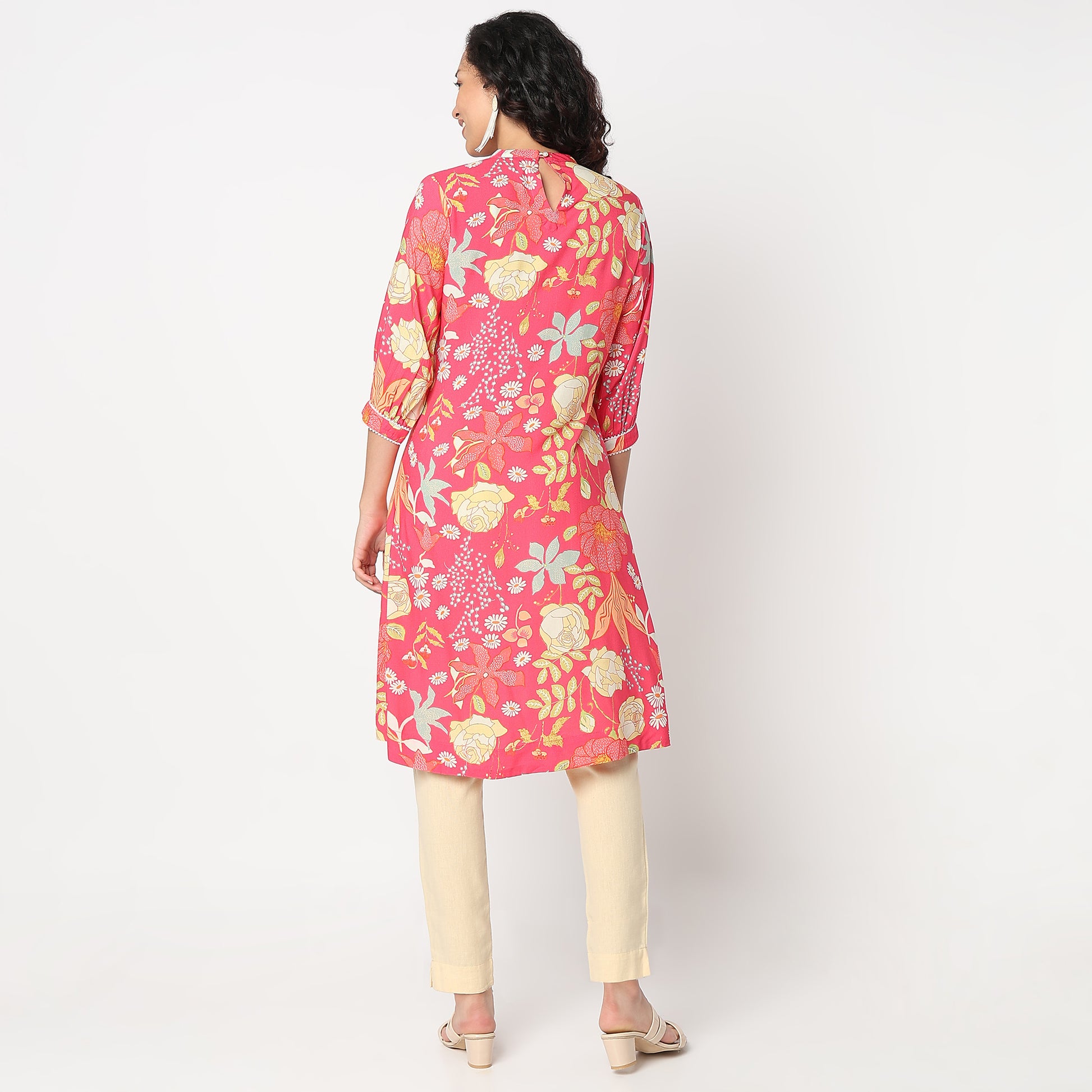 Flare Fit Band Neck Kurta 
