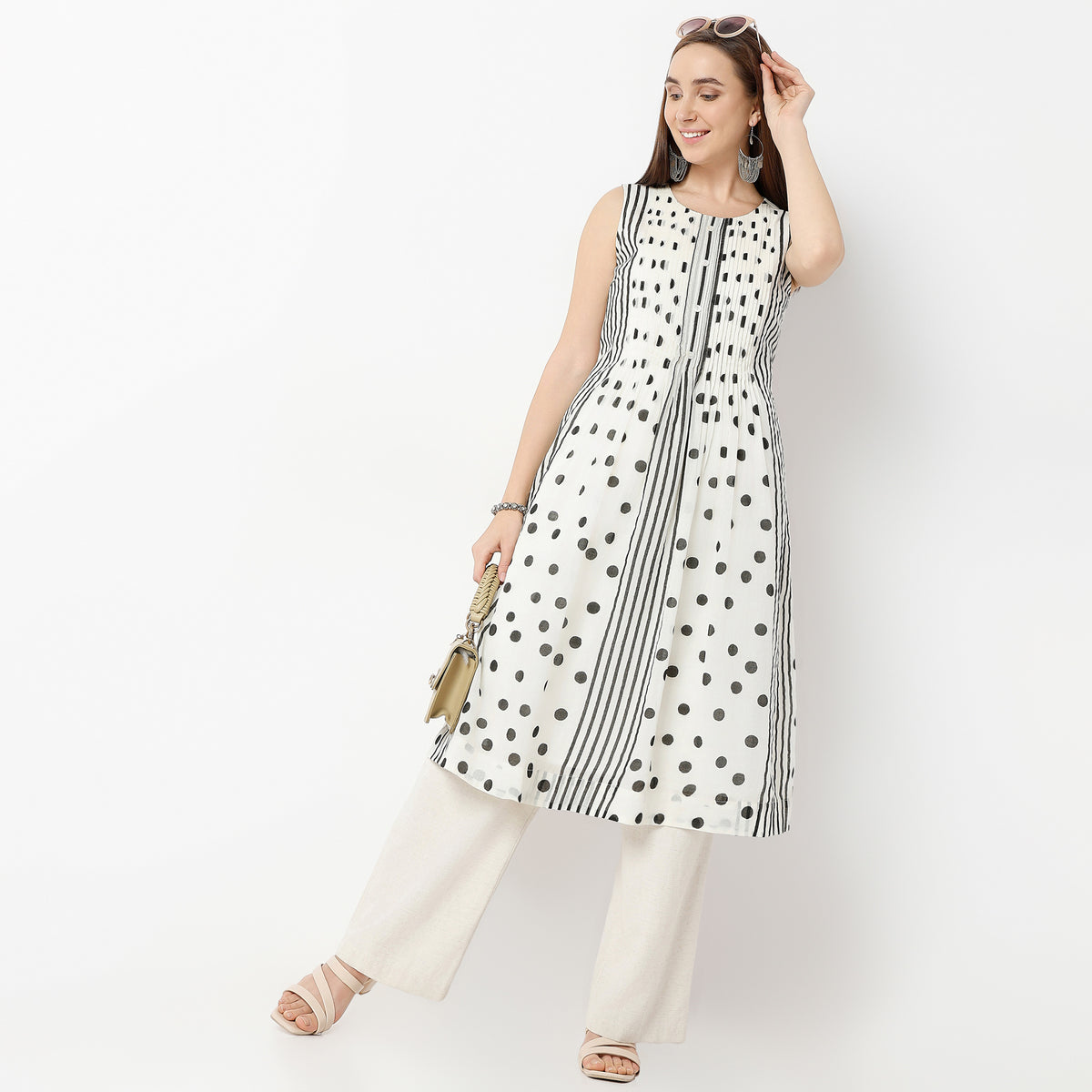 Flare Fit Printed Round Neck Kurta