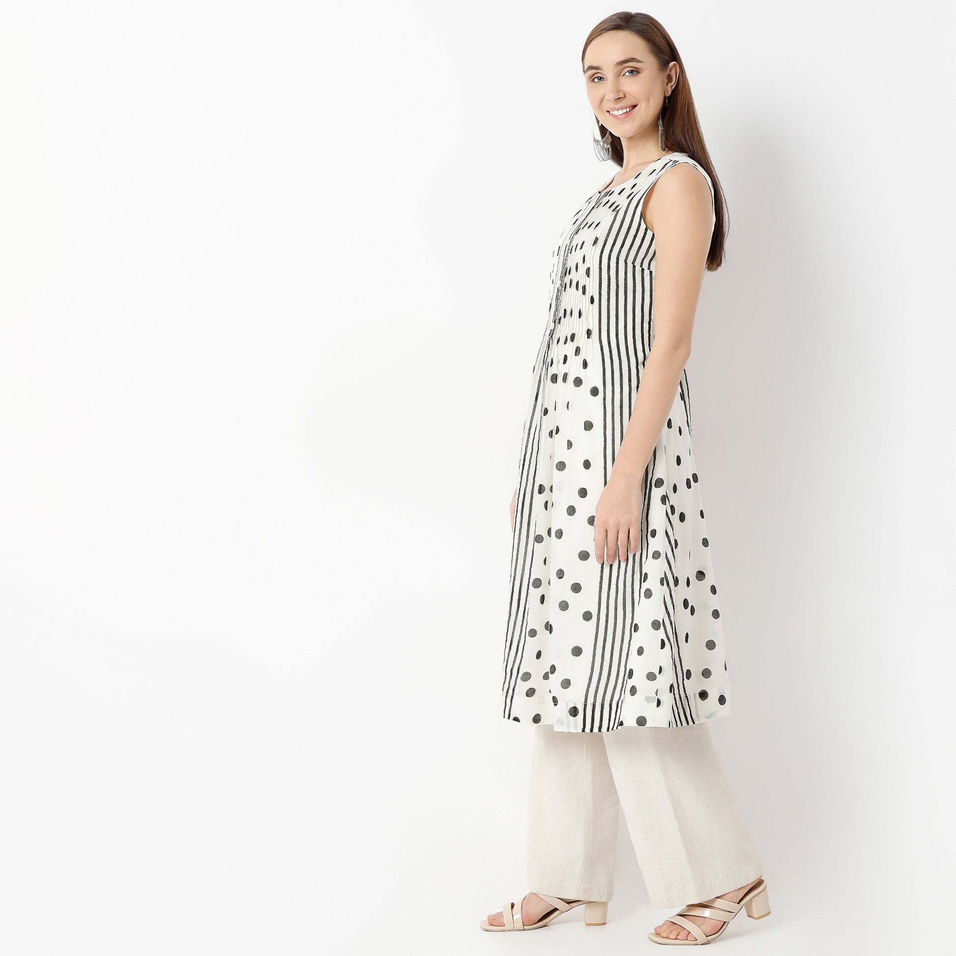 Flare Fit Printed Round Neck Kurta