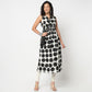 Polka Dot Print V-Neck Sleeveless Kurta 