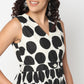 Polka Dot Print V-Neck Sleeveless Kurta 