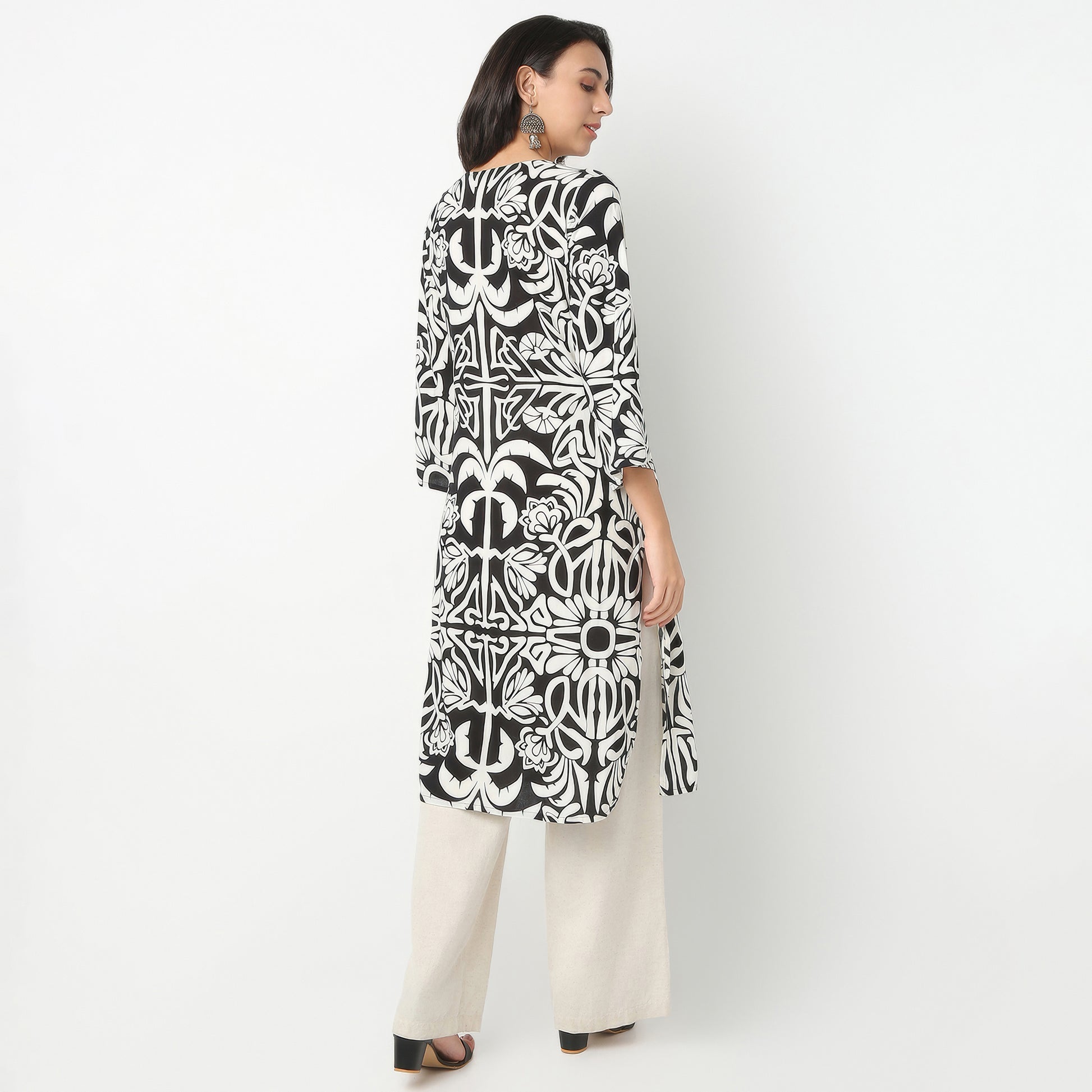 Flare Fit Printed V-Neck Kurta