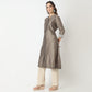 Flare Fit Printed Band Collar Kurta