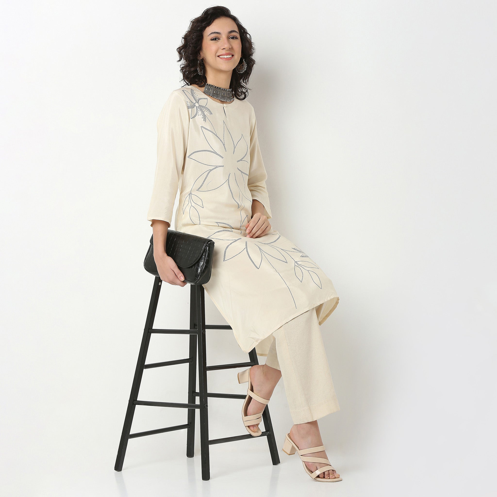 Viscose Printed Kurta, Knee Length