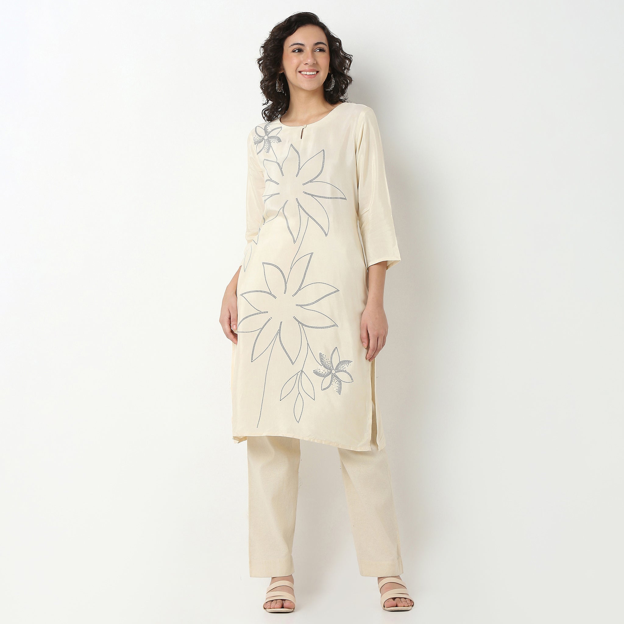 Viscose Printed Kurta, Knee Length