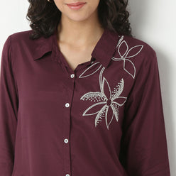 Embroidered Viscose Kurta, Knee Length