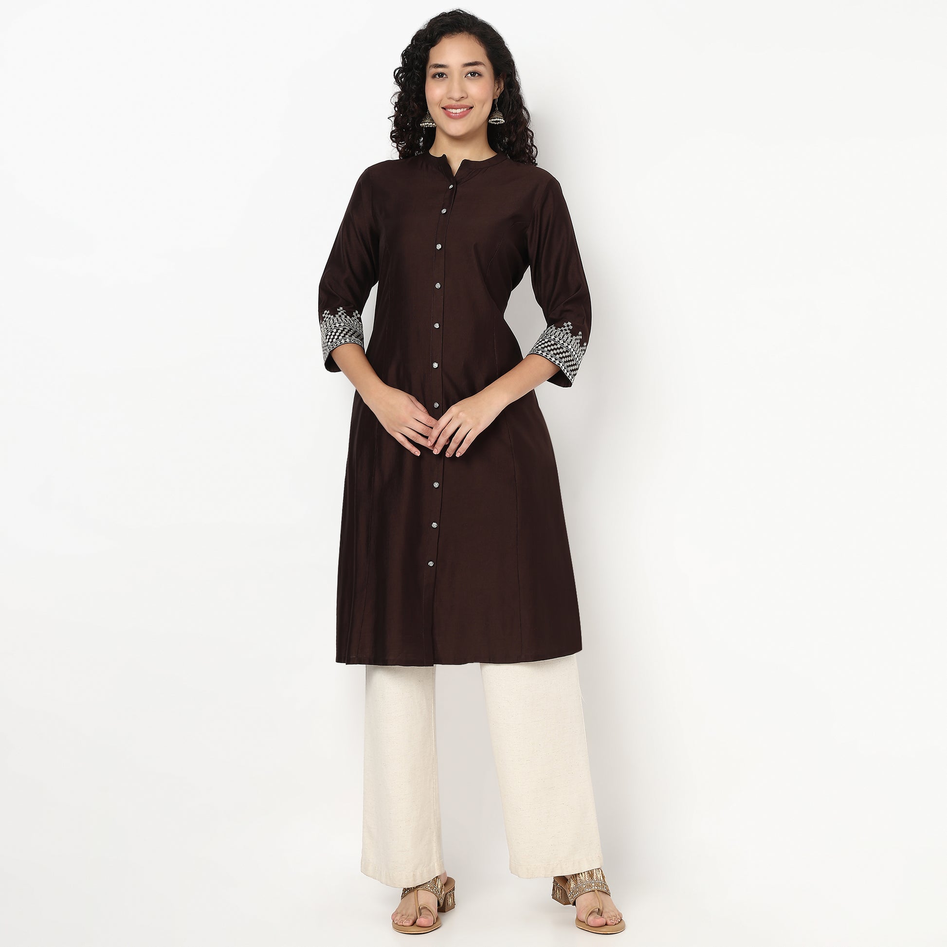 A-Line Embroidered Flared Kurta