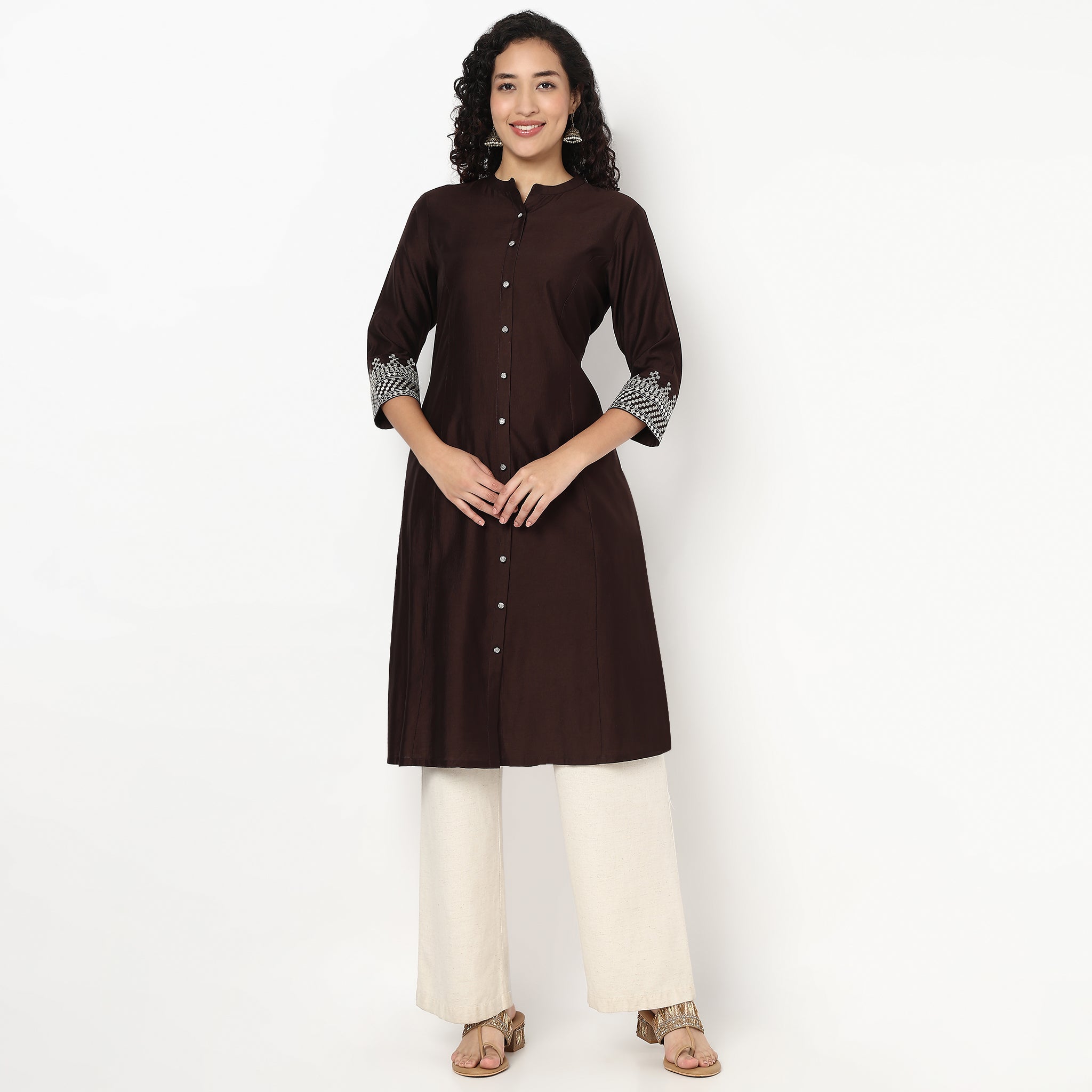 A-Line Embroidered Flared Kurta