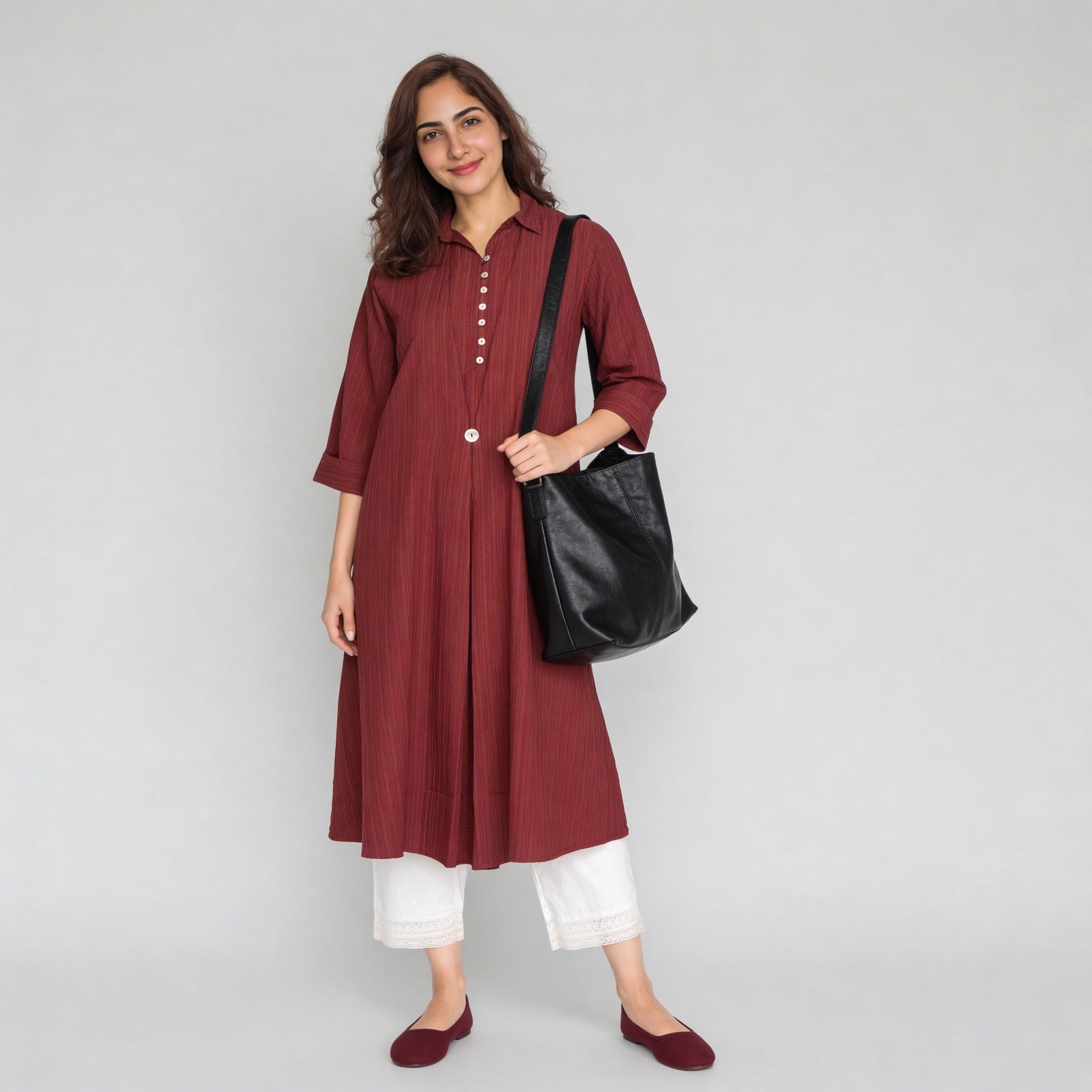 Solid Collar Straight Kurta