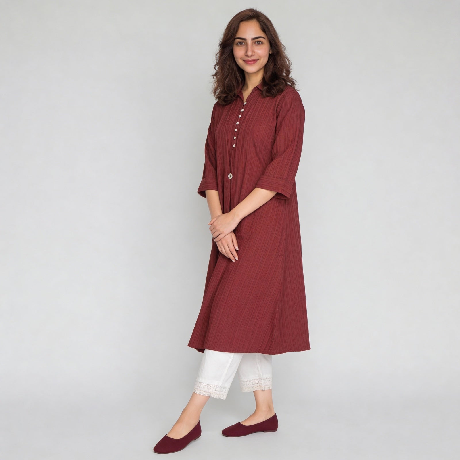 Solid Collar Straight Kurta