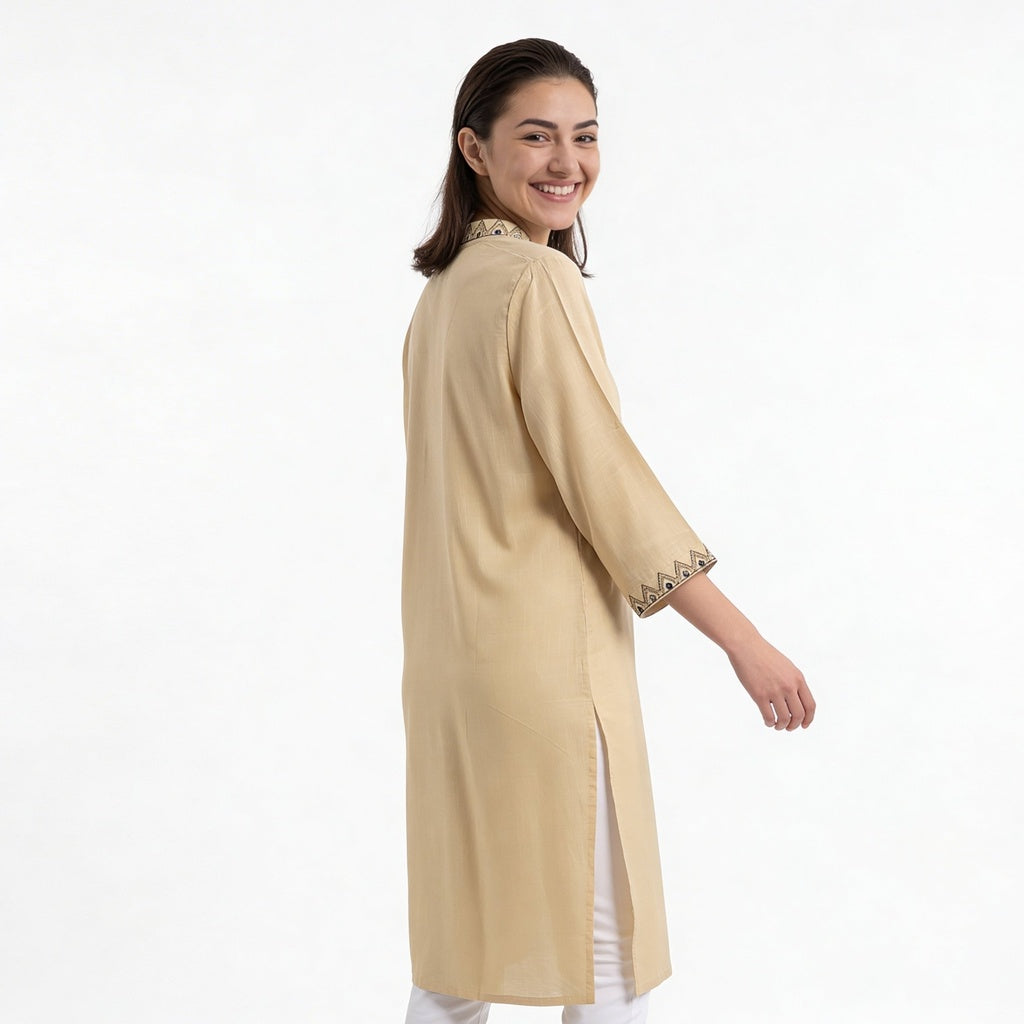 V-Neck A-Line Straight Kurta