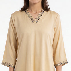 V-Neck A-Line Straight Kurta