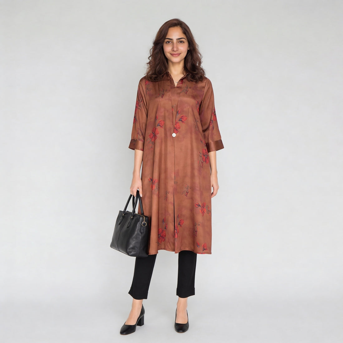 Printed Collar A-Line Flared Kurta