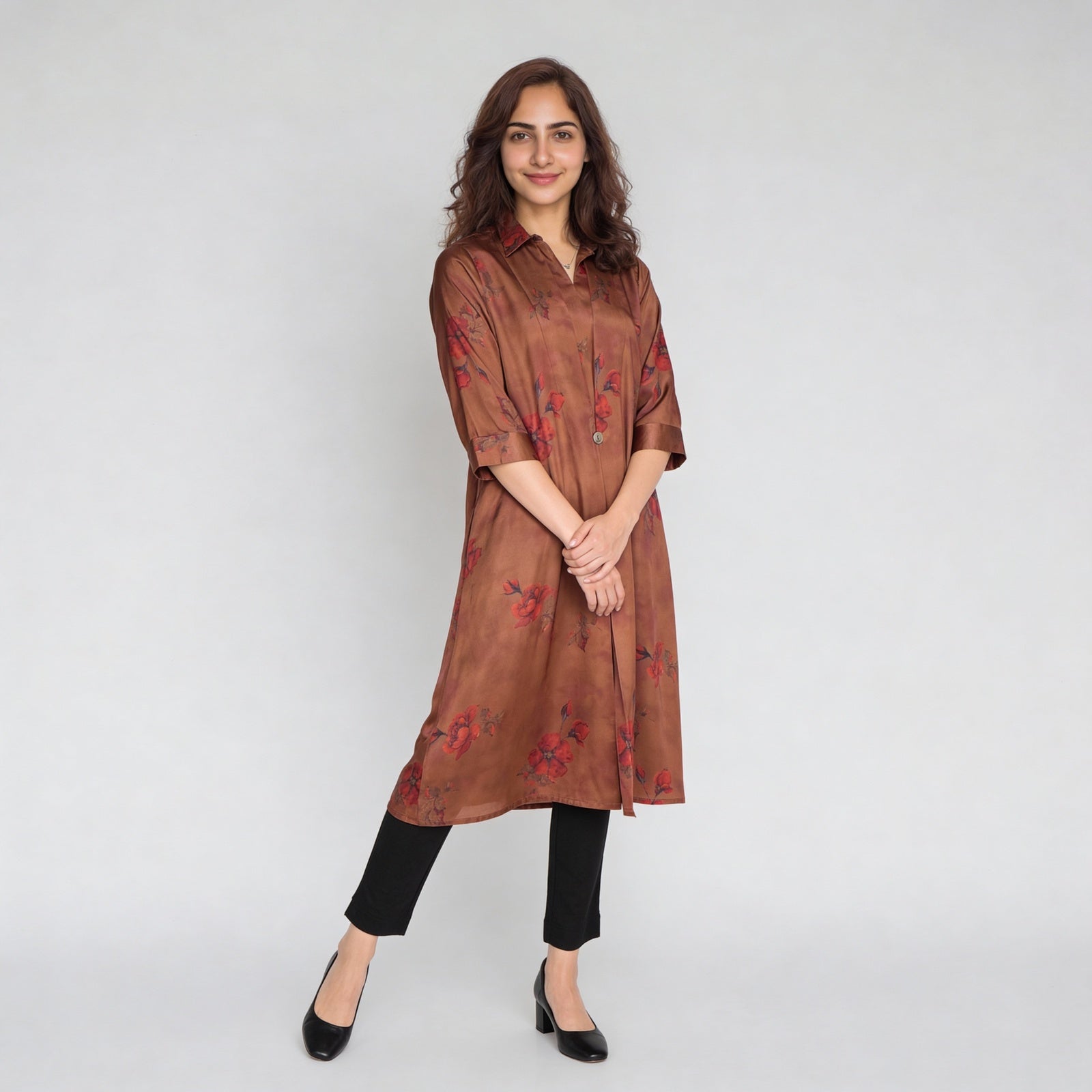 Printed Collar A-Line Flared Kurta