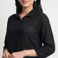 Solid Shirt Collar Straight Kurta