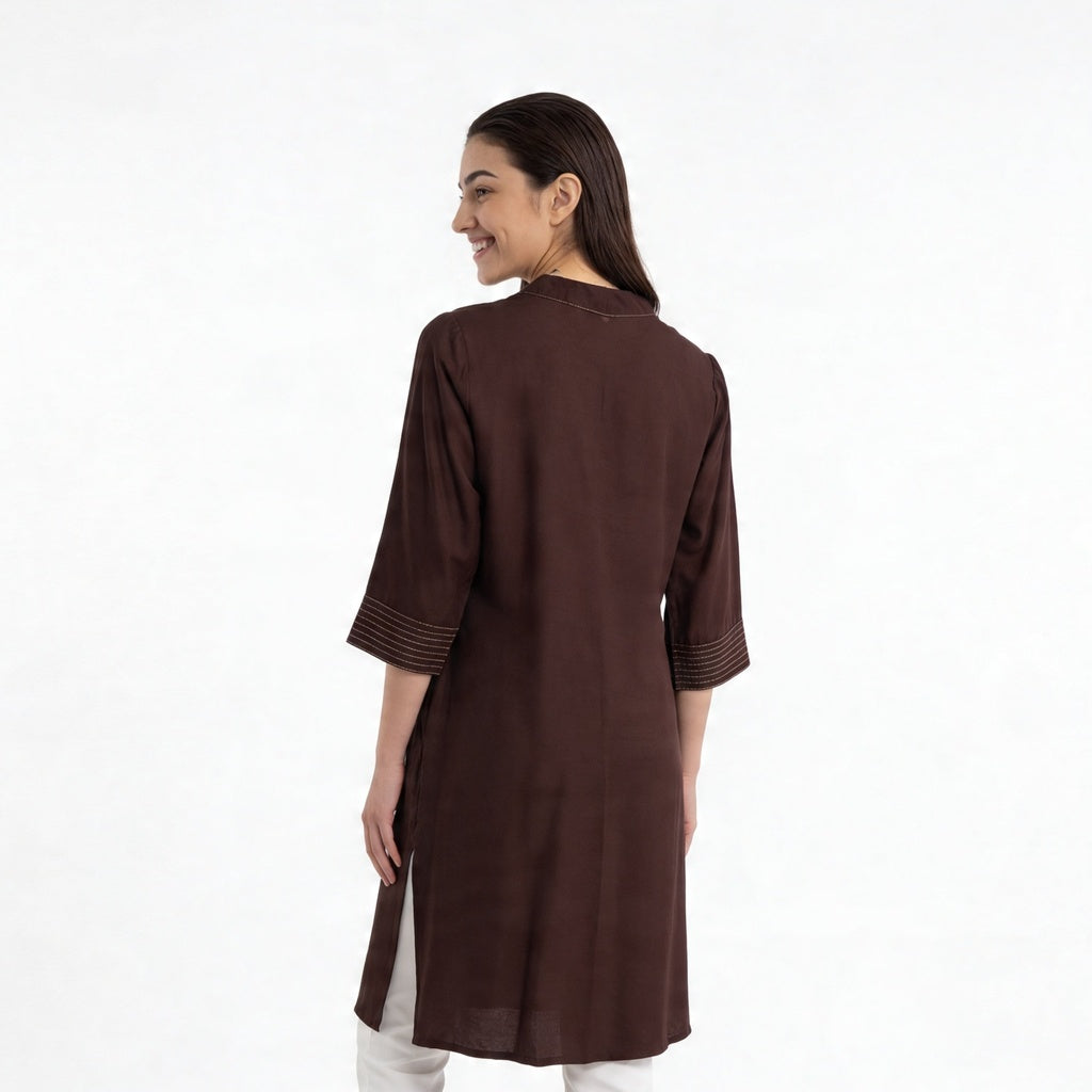 Printed V-Neck Straight Kurta