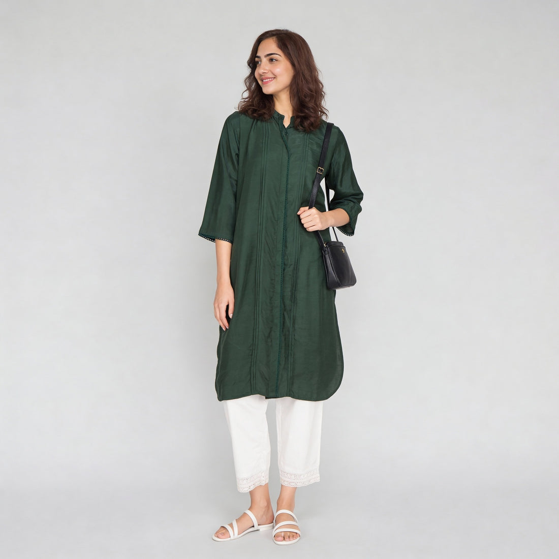 Viscose Solid Three-Fourth Sleeve Kurta