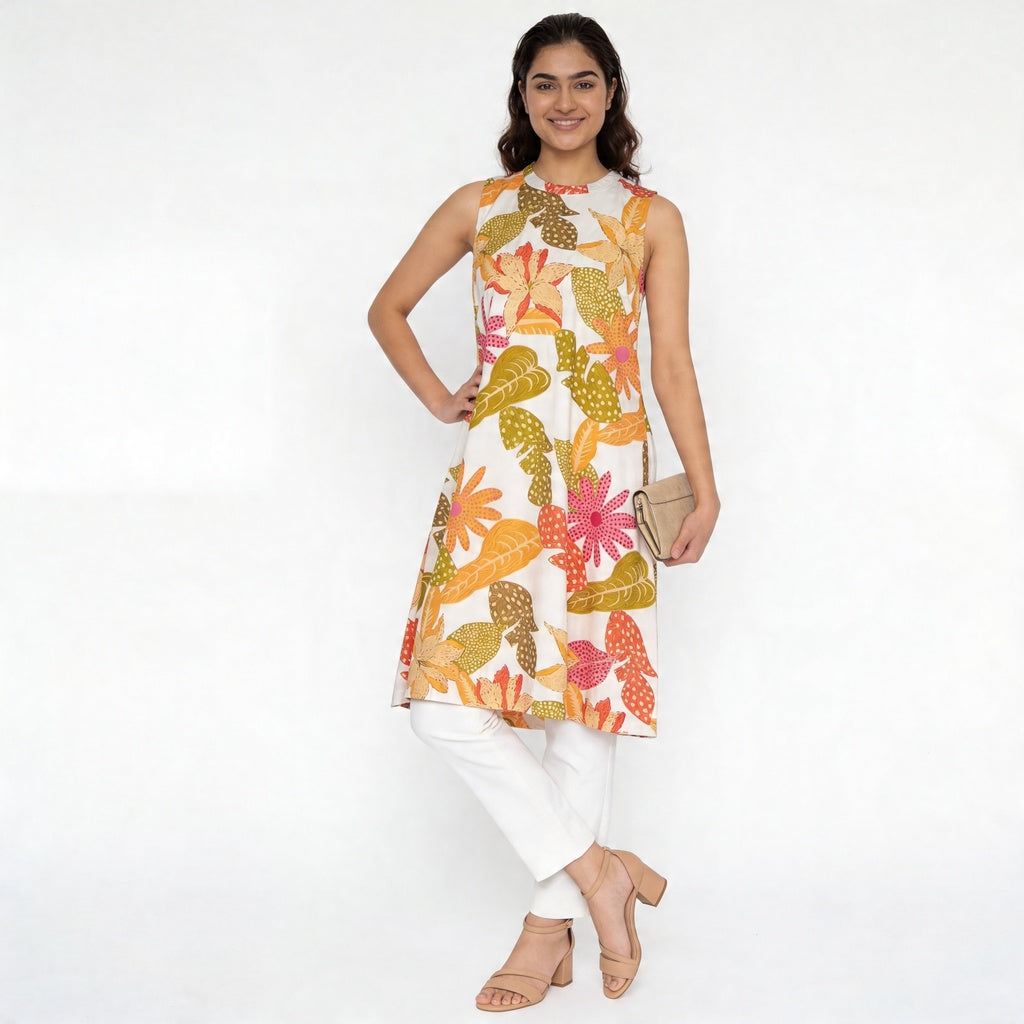 Printed A-Line Straight Kurta