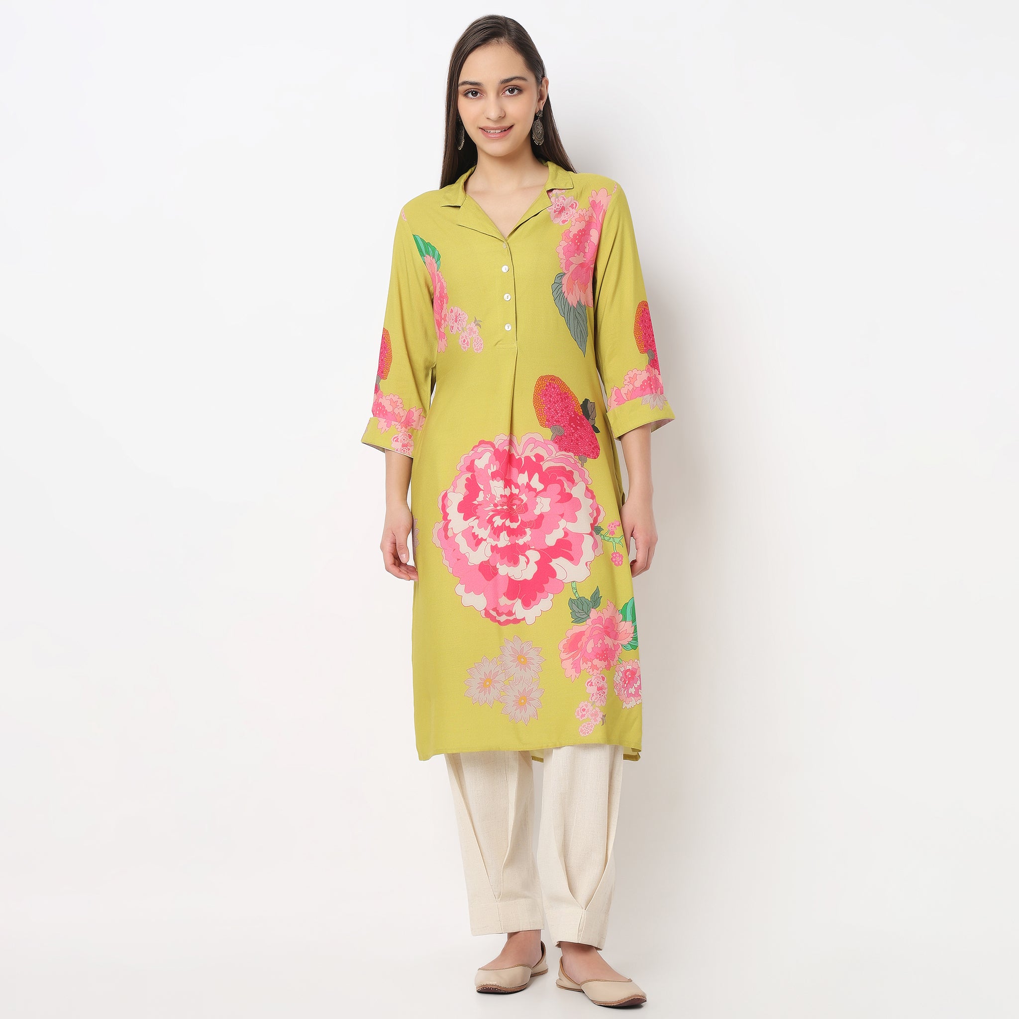 Printed Below Knee Straight Fit Kurta
