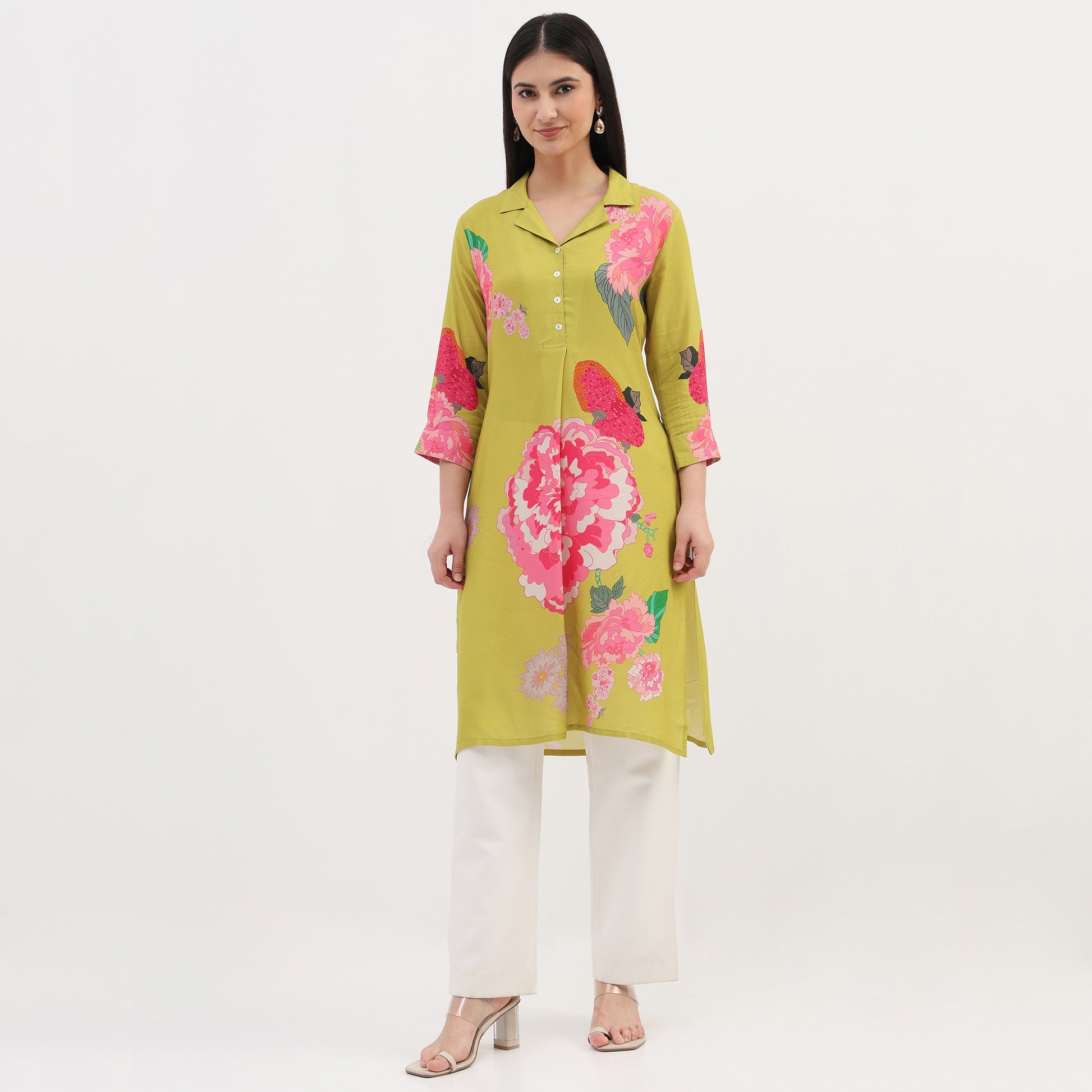 Printed Below Knee Straight Fit Kurta
