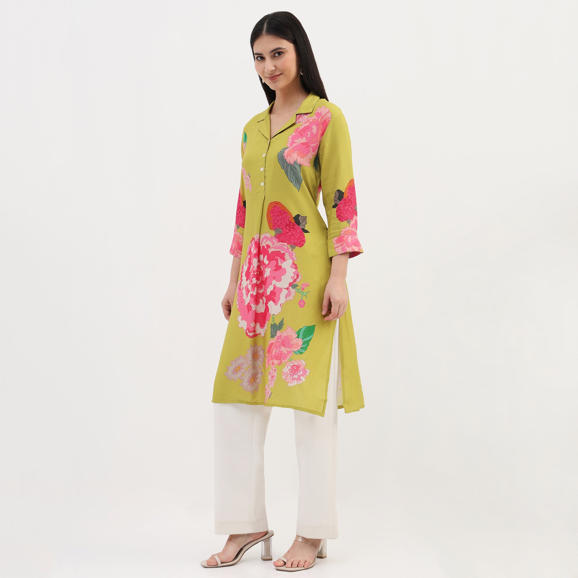 Printed Below Knee Straight Fit Kurta