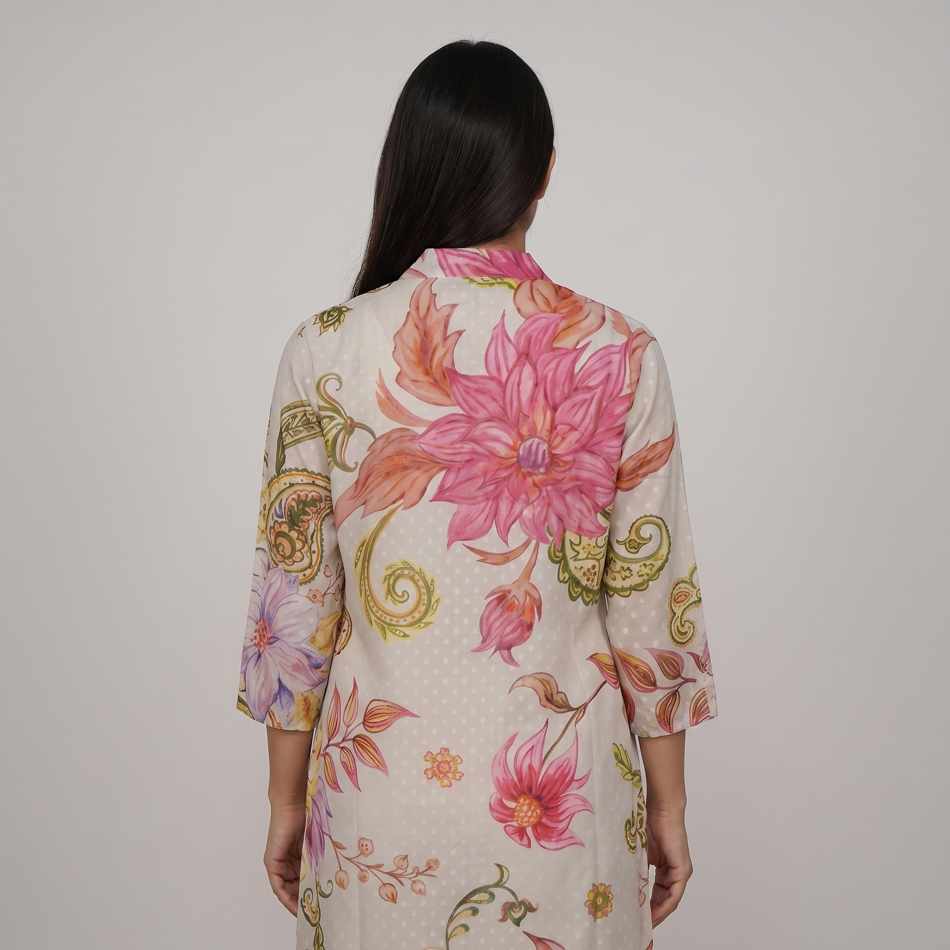 Printed V-Neck Straight Kurta