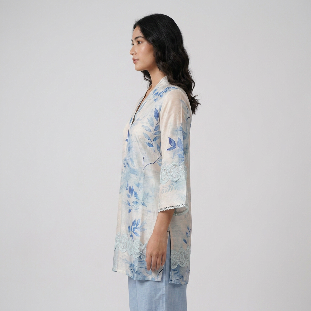 Printed V-Neck Straight Kurta