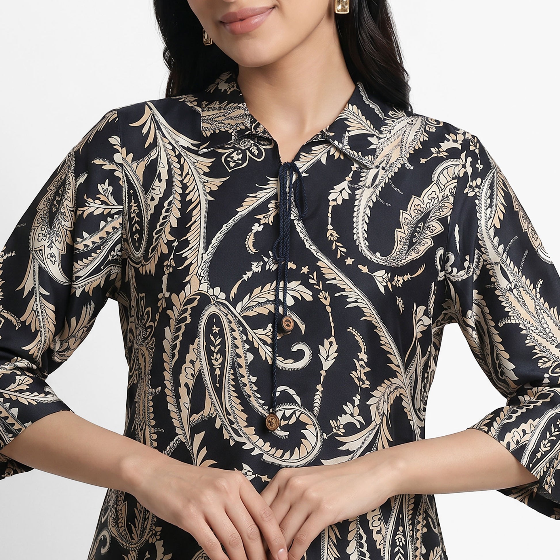 Printed Shirt Collar Kurta