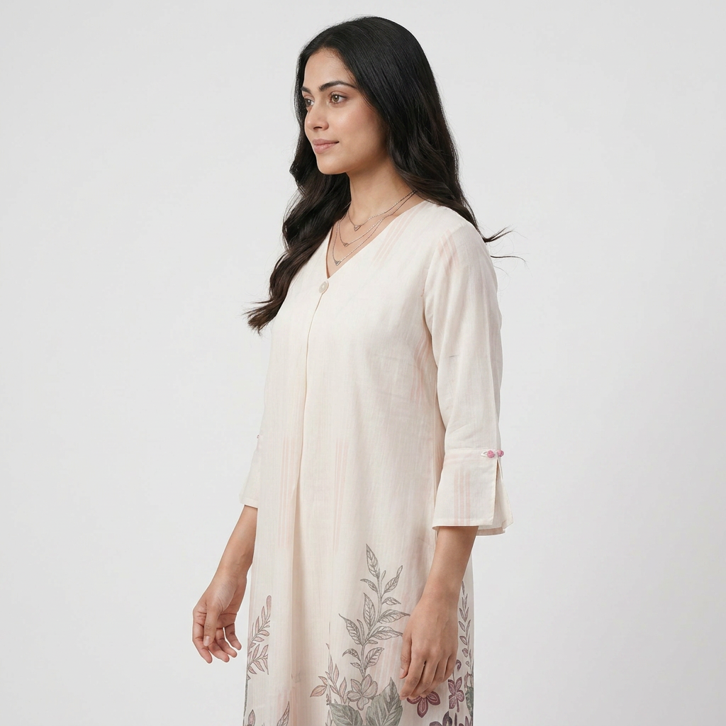 Printed V-Neck A-Line Kurta