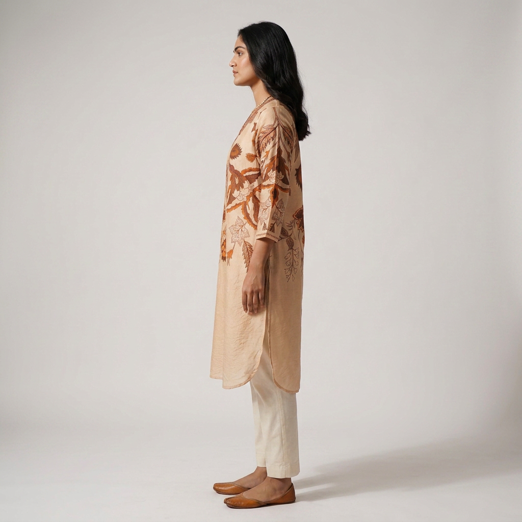 Printed V-Neck Straight Kurta