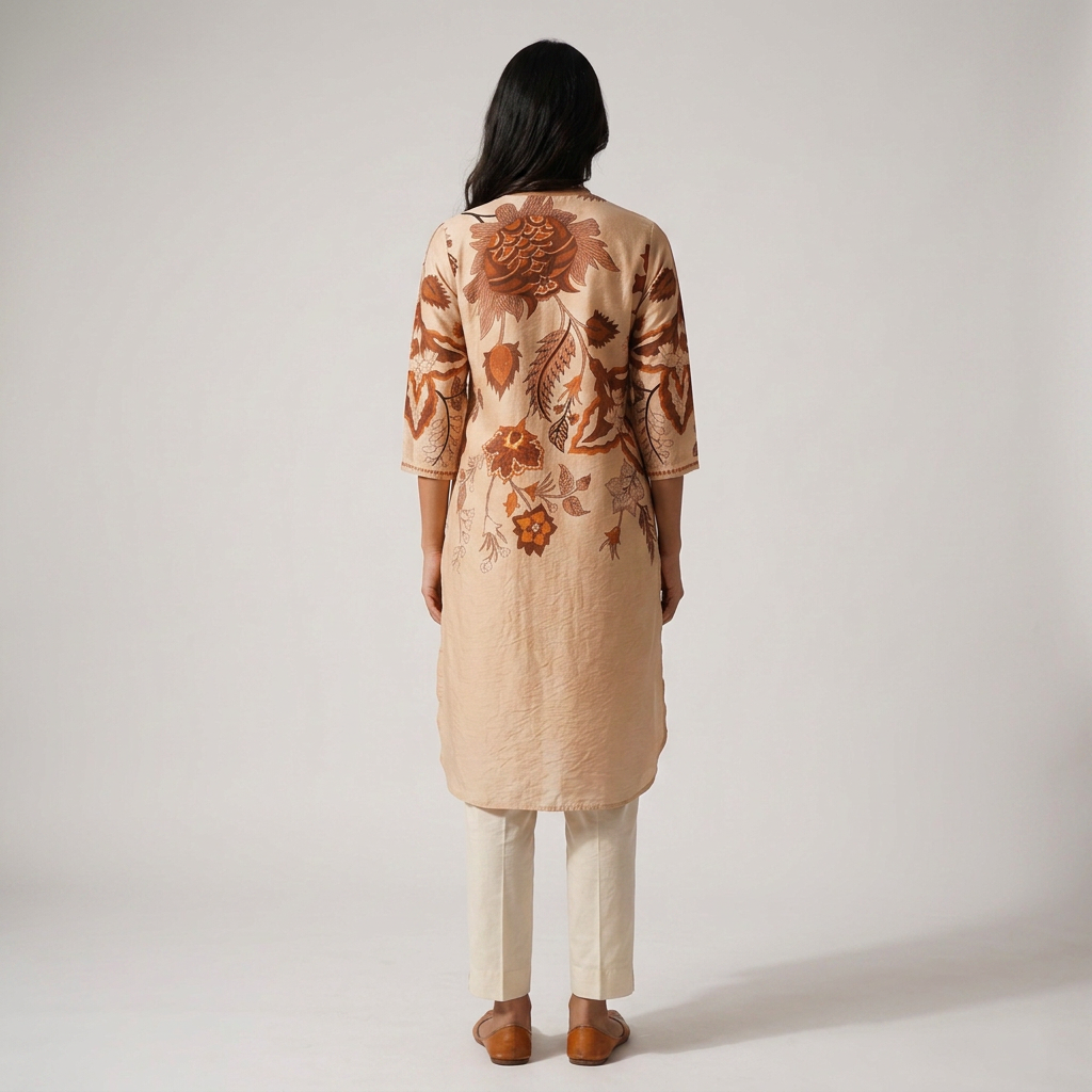 Printed V-Neck Straight Kurta