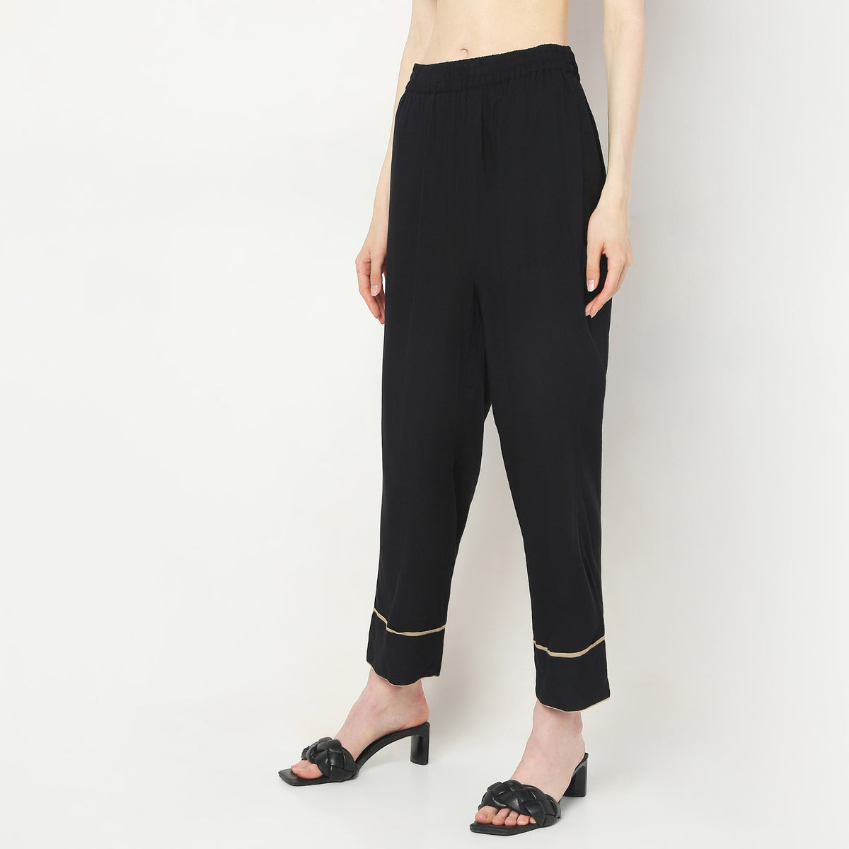 Straight Fit Mid Rise Pants