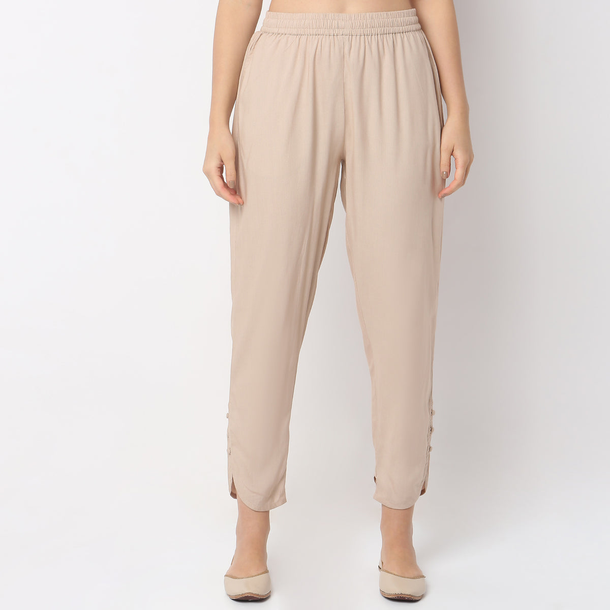 Straight Fit Mid Rise Pants