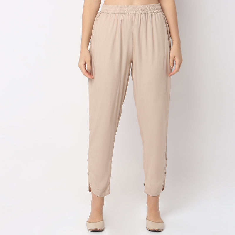 Straight Fit Mid Rise Pants