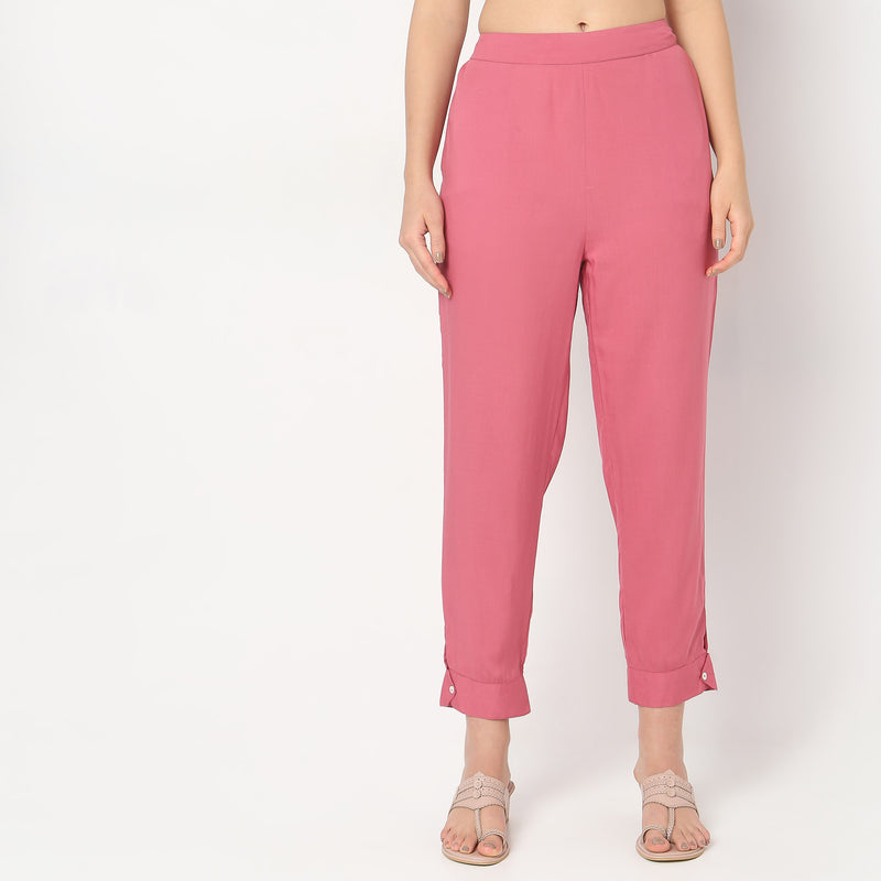 Straight Fit Mid Rise Pants