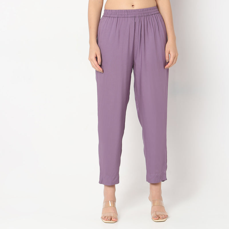 Straight Fit Mid Rise Pants