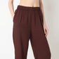 Straight Fit Solid Mid Rise Pants