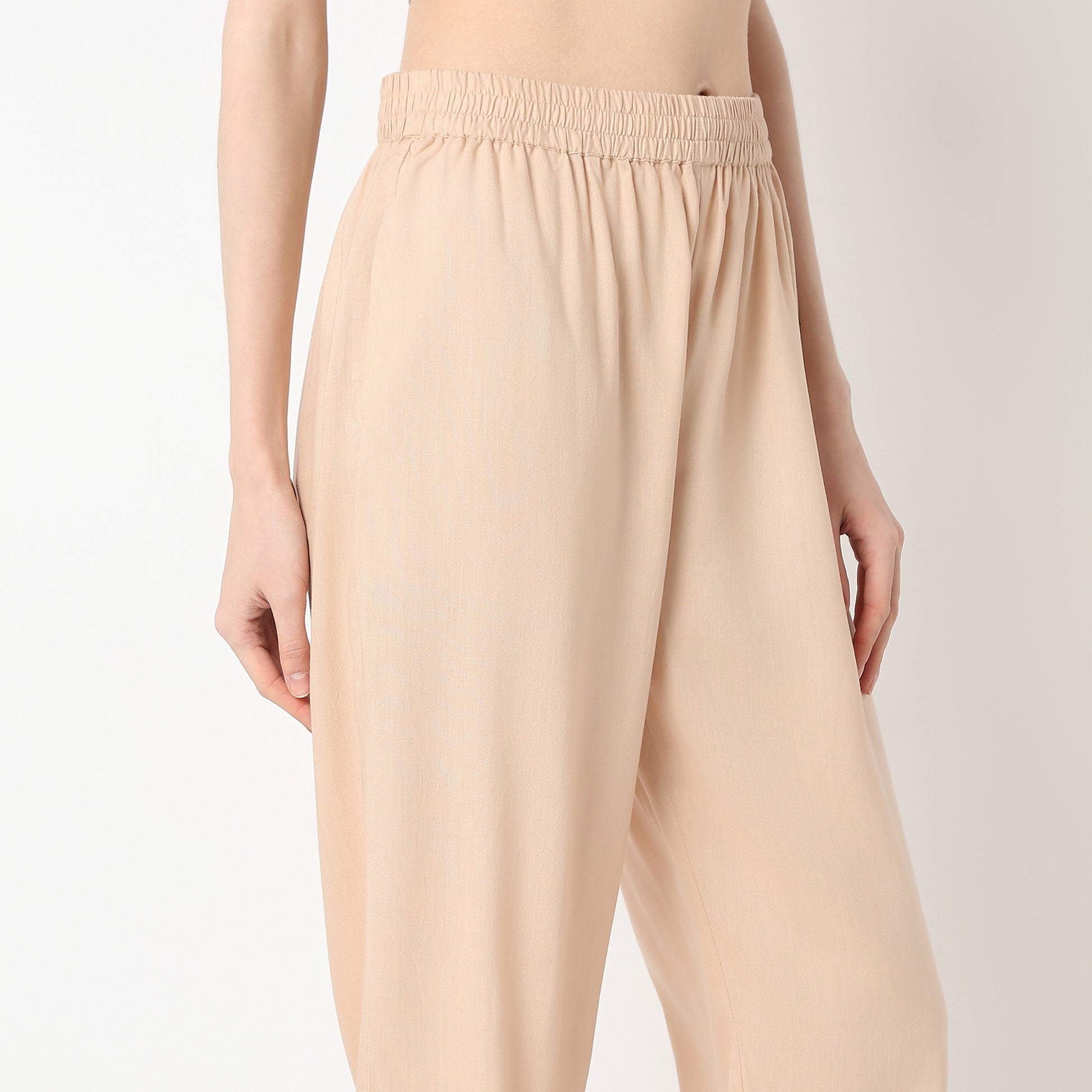 Straight Fit Solid Mid Rise Pants