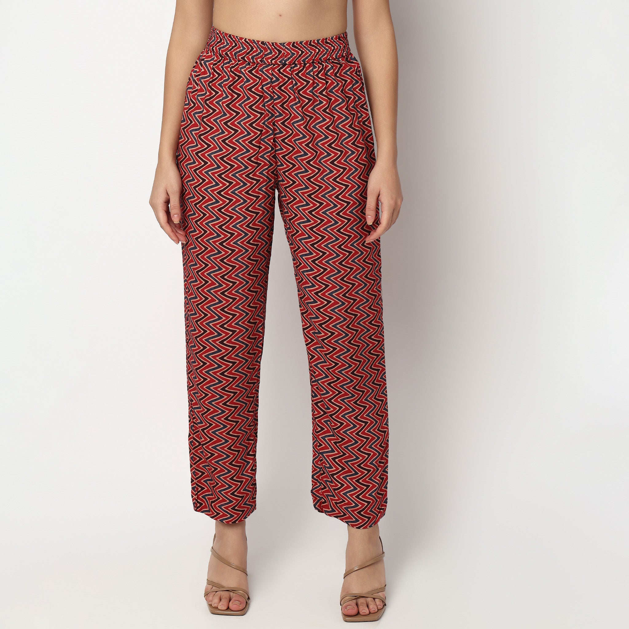 Buy Women Straight Fit Printed Ankle Length Mid Rise Pants  - Style Union