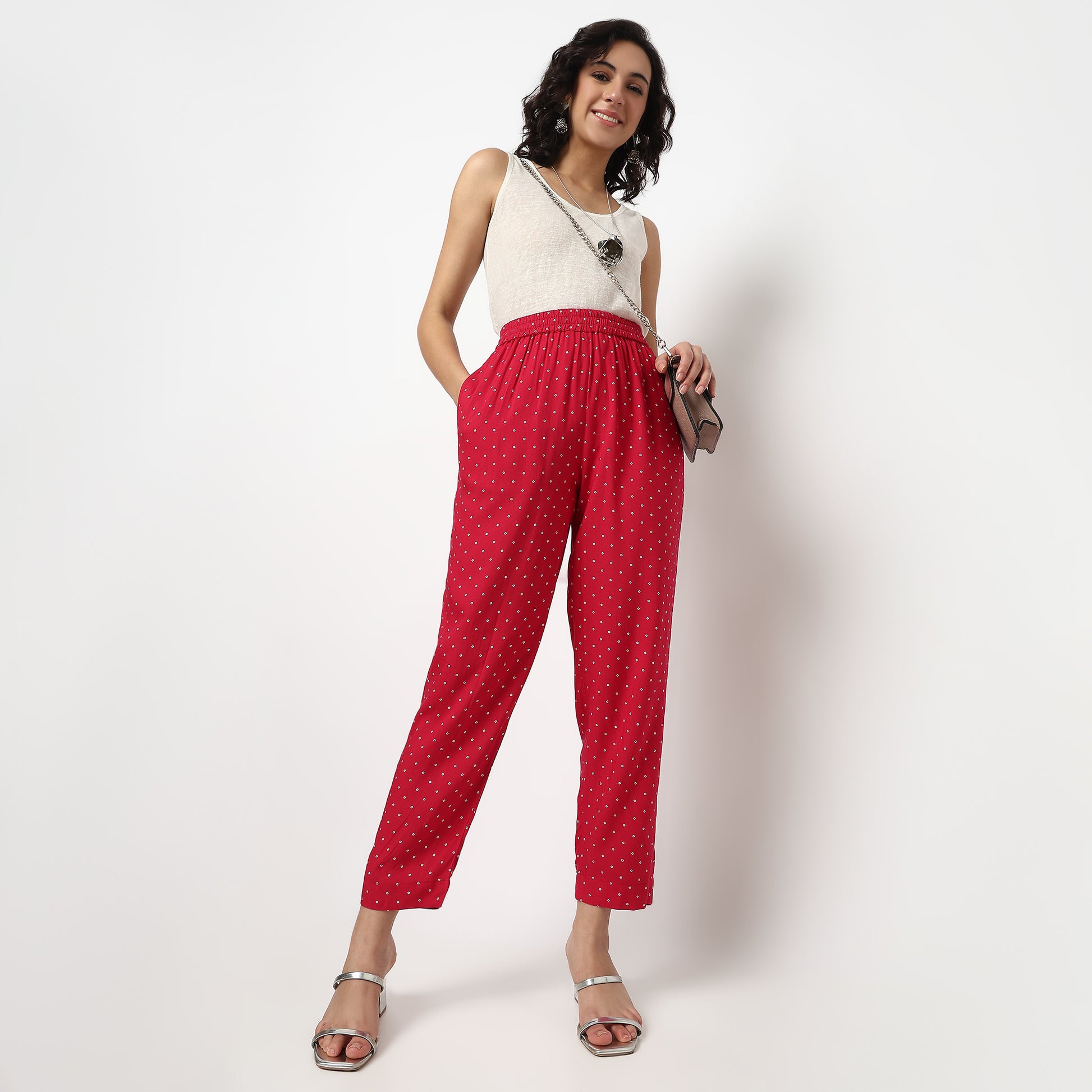 Buy Women Straight Fit Printed Ankle Length Mid Rise Pants  - Style Union