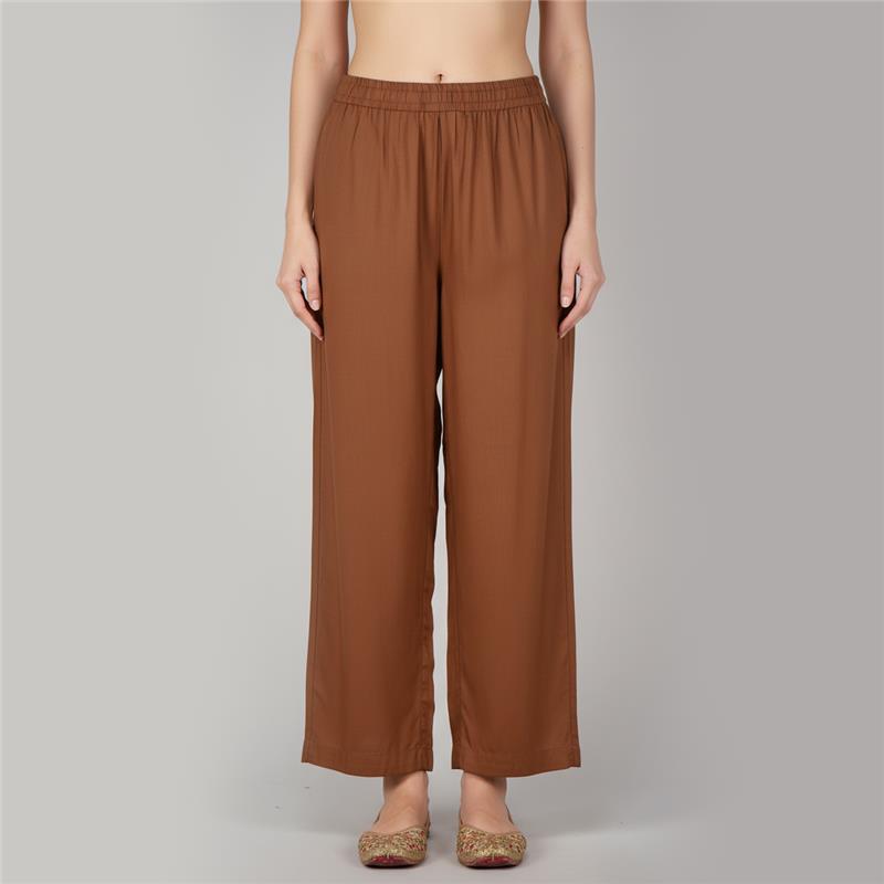 Solid A-Line Straight Fit Pants