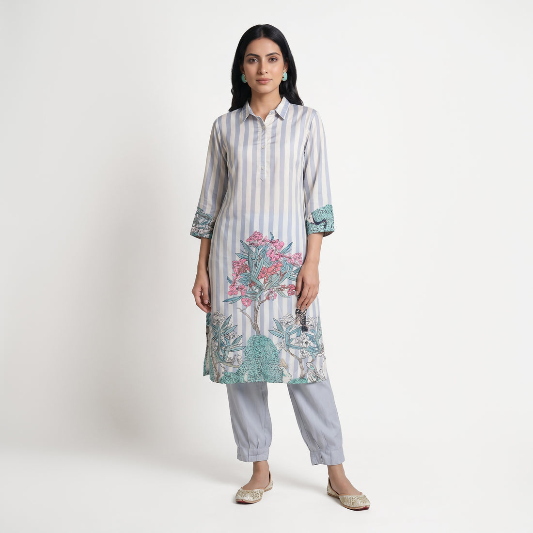 Solid Straight Mid Rise Pants
