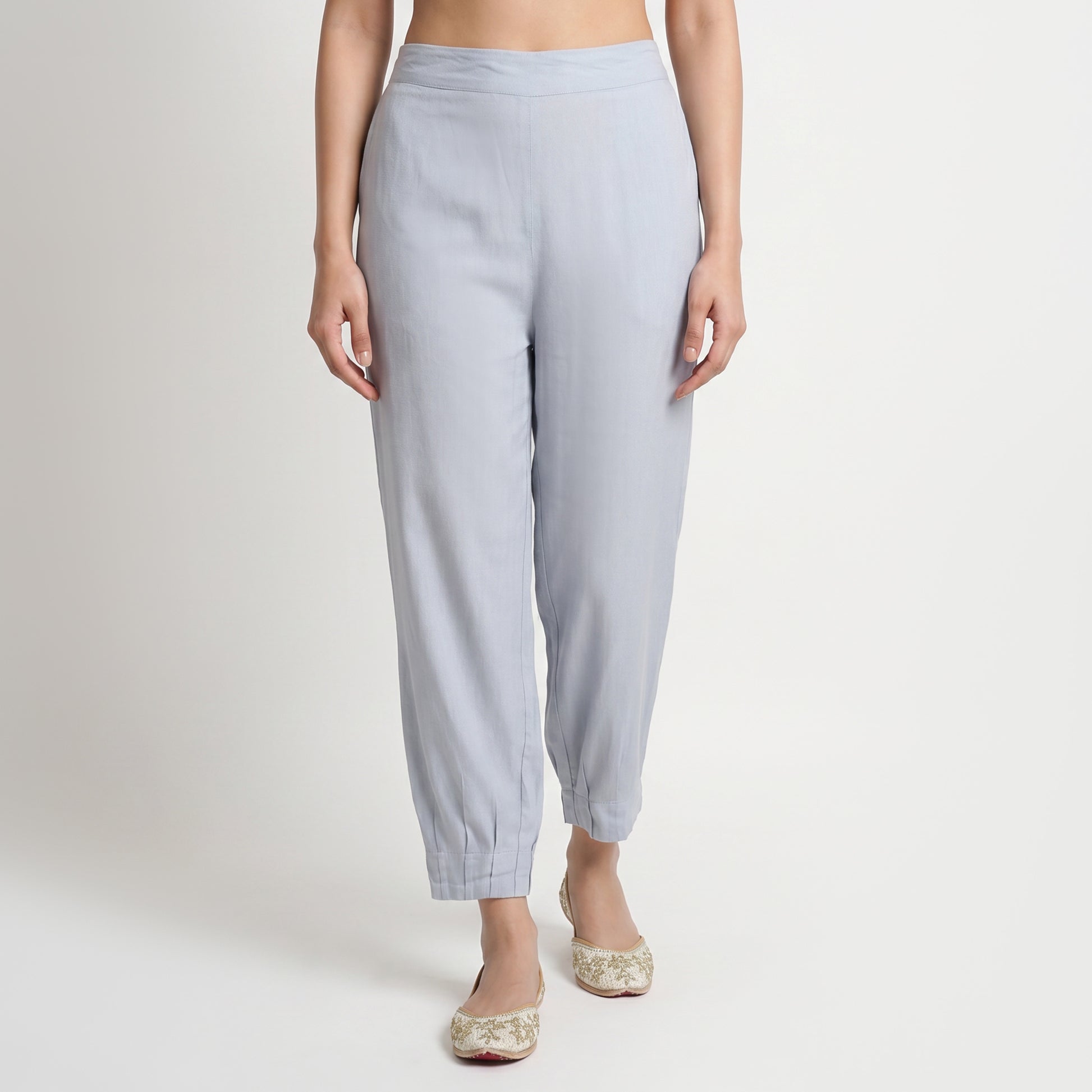 Solid Straight Mid Rise Pants
