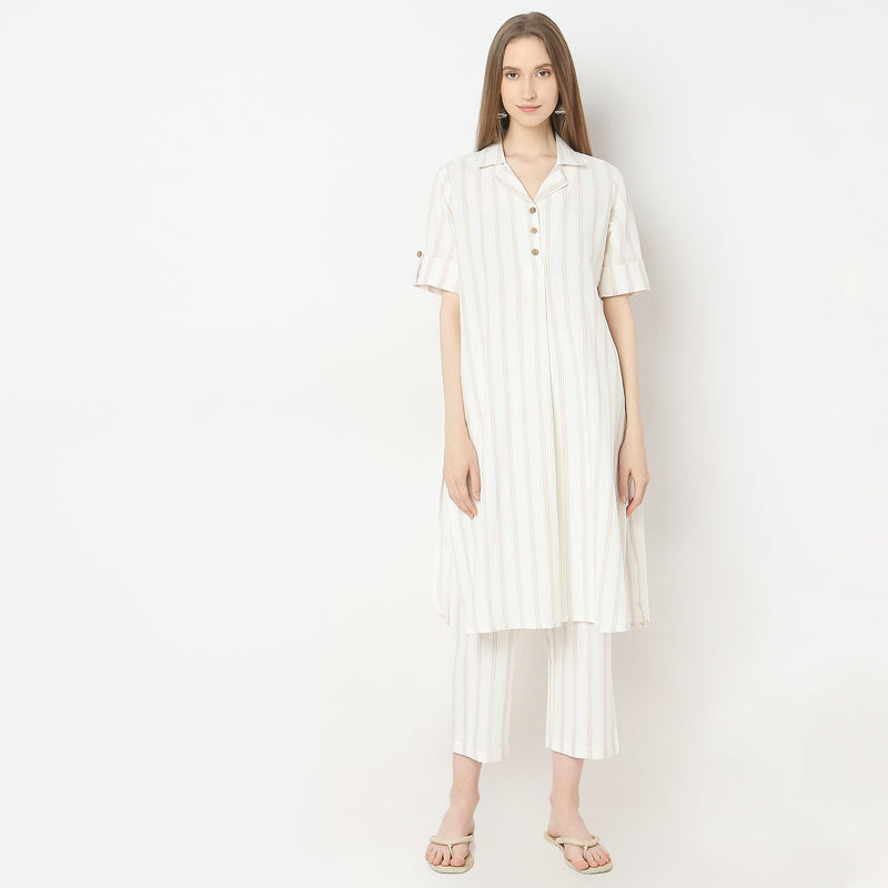 Flare Fit Striped Kurta with Pant Set