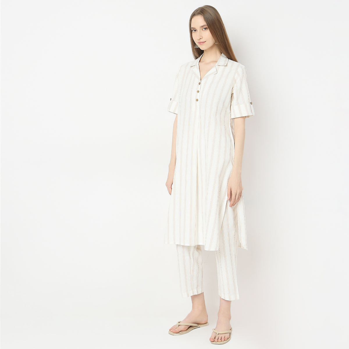 Flare Fit Striped Kurta with Pant Set