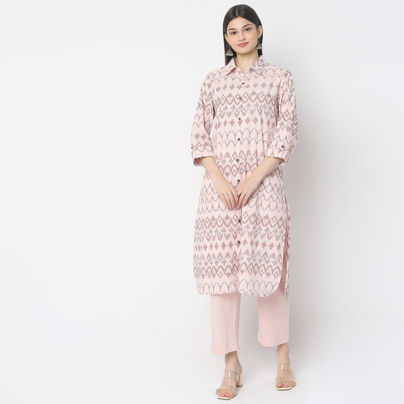 Flare Fit Solid Kurta with Pant Set