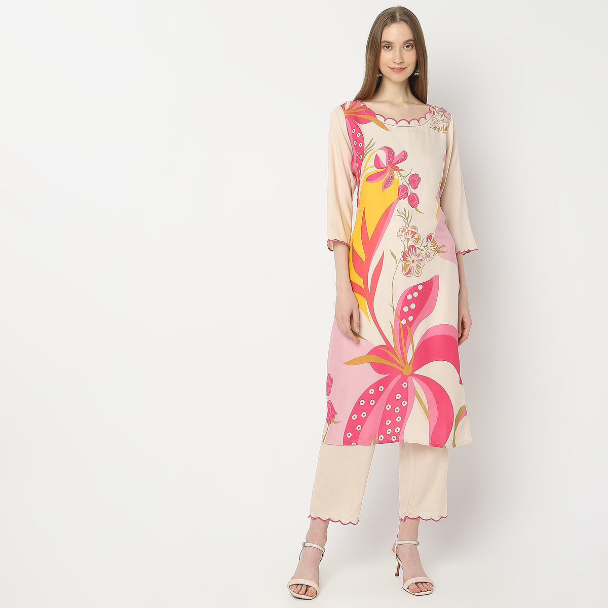 Straight Fit Printed Kurta and Pant with Dupatta Set