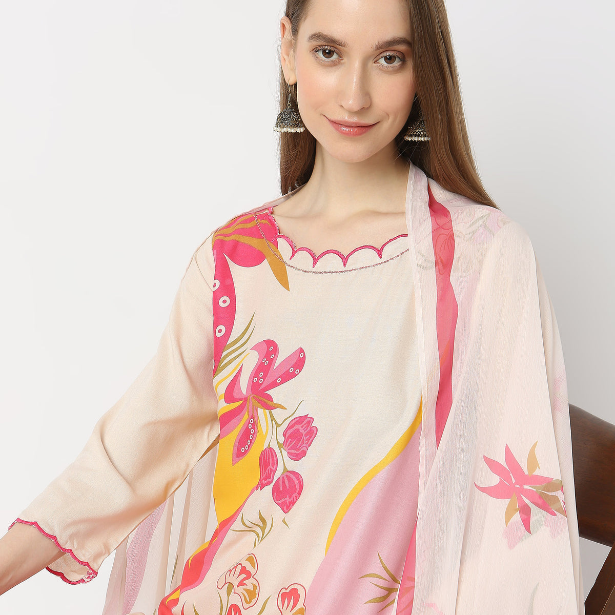 Straight Fit Printed Kurta and Pant with Dupatta Set